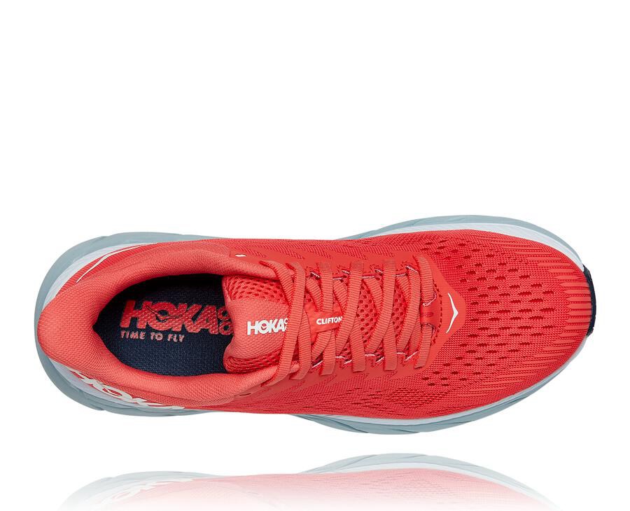 Hoka One One Koşu Ayakkabısı Kadın Kırmızı/Beyaz - Clifton 7 - EL1784359